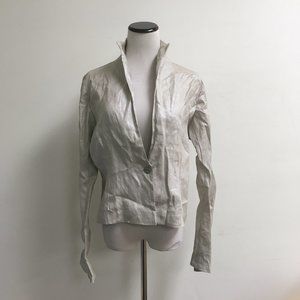 Stina Sayre metallic linen jacket L silver gray